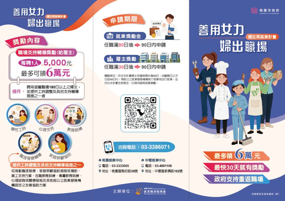 「善用女力,婦出職場」 推動婦女再就業計畫促進重返職場 V115052003