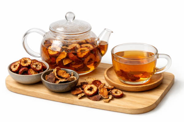 中醫師表示,山楂與陳皮常被作為日常茶飲素材之一,民眾飲食油膩後可適量搭配溫熱飲品,但仍應注意均衡飲食與個人體質差異。圖/Dr.Nice斯林中醫診所提供