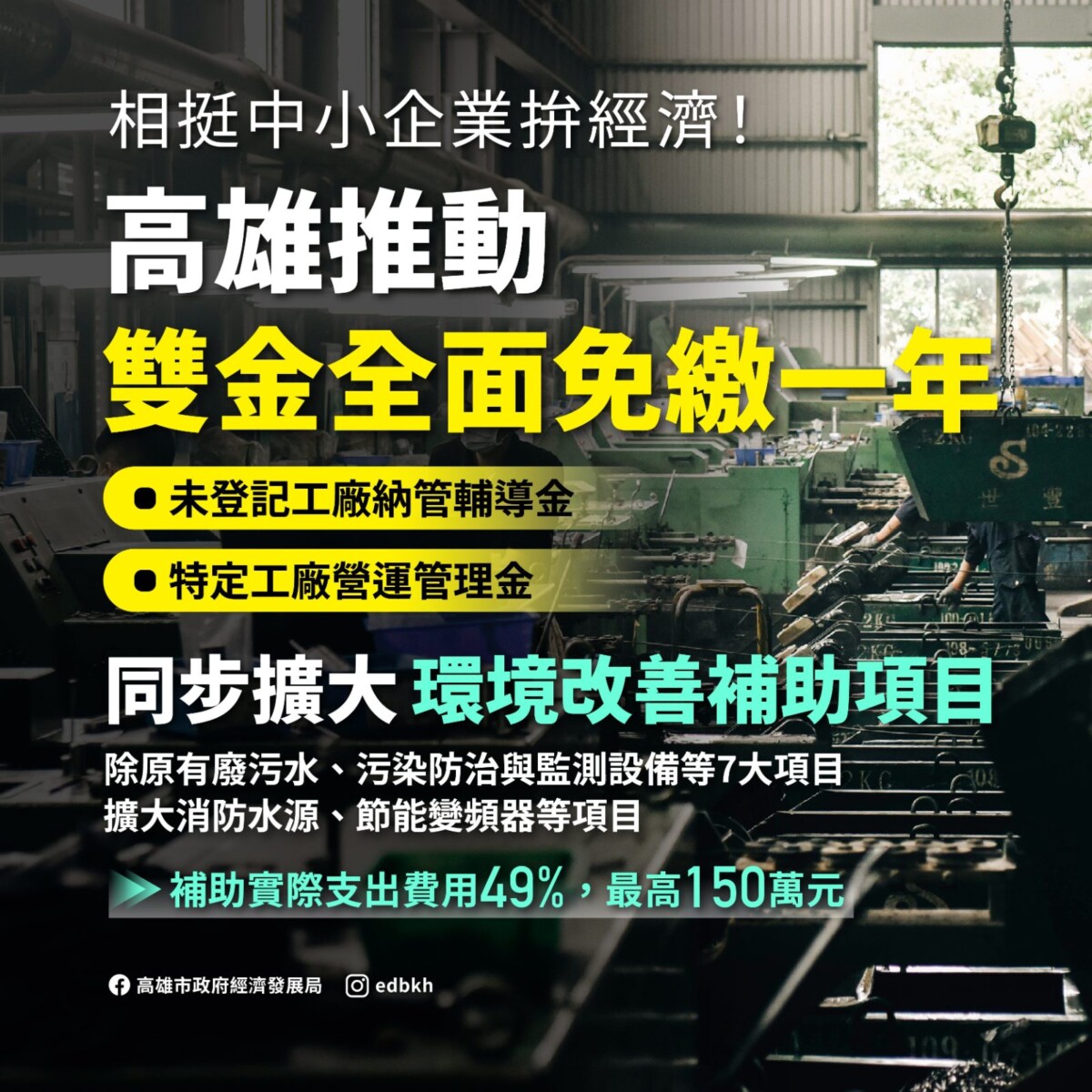 拚經濟再出招  高雄推工廠雙金全免　同步加碼環境改善補助