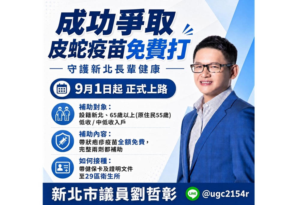 帶狀疱疹疫苗破萬元成負擔 劉哲彰成功爭取放寬補助資格 172 248260529a06