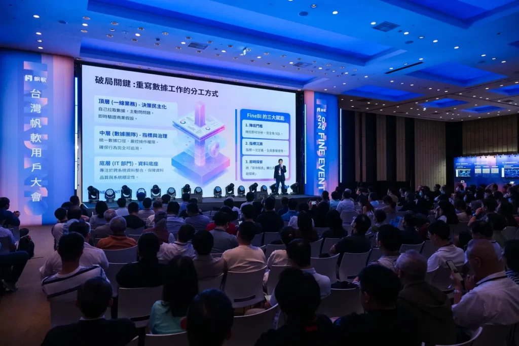 富邦媒(29)日受邀出席「FineEvent 2026 台灣帆軟用戶大會」,倉儲運輸暨平台研發處處長吳康德對外分享momo推動數據治理與智慧決策的實務經驗。