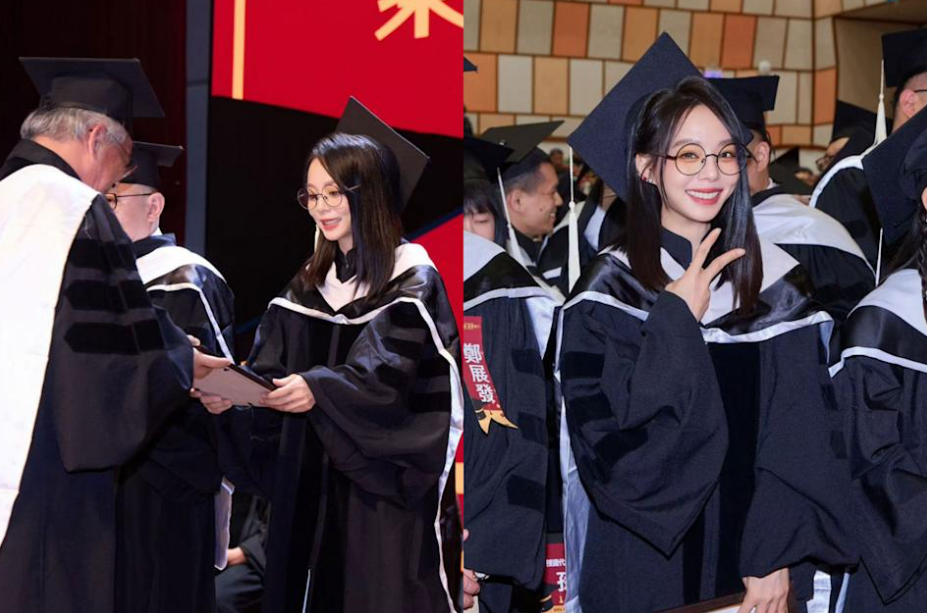 孫淑媚參加畢業典禮,卻因碩士帽戴法引發風波。(圖/翻攝孫淑媚臉書)
