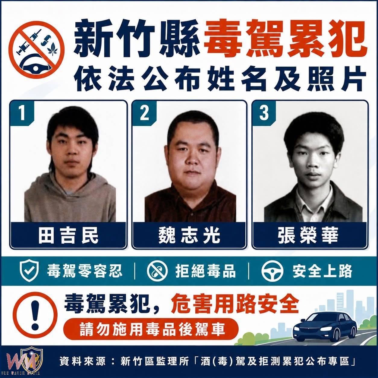 毒駕零容忍 竹縣警公布3名累犯照片 - https://www.watchmedia01.com