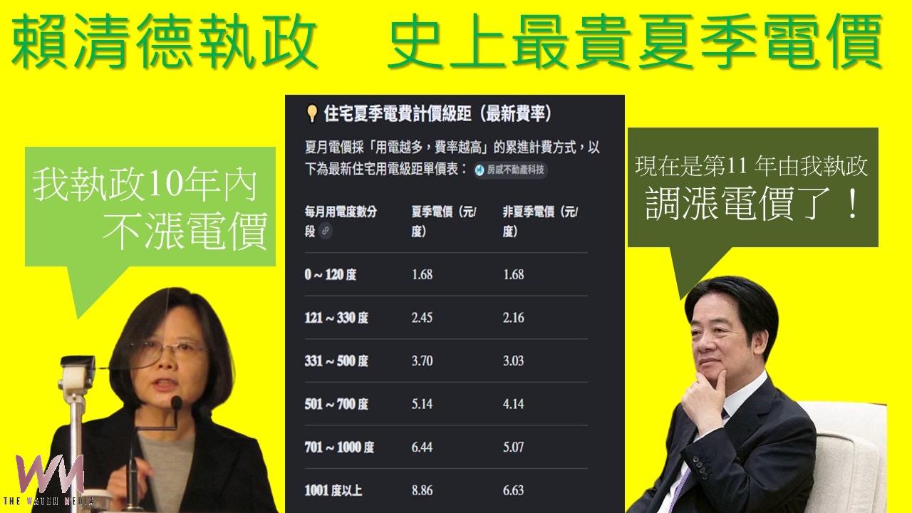 炎炎夏日 賴清德政府竟還調漲住宅夏季電價? - https://www.watchmedia01.com
