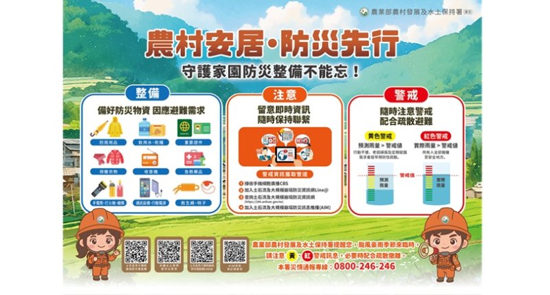 梅雨鋒面及西南氣流影響臺灣  農村水保署啟動防災應變並加強戒備