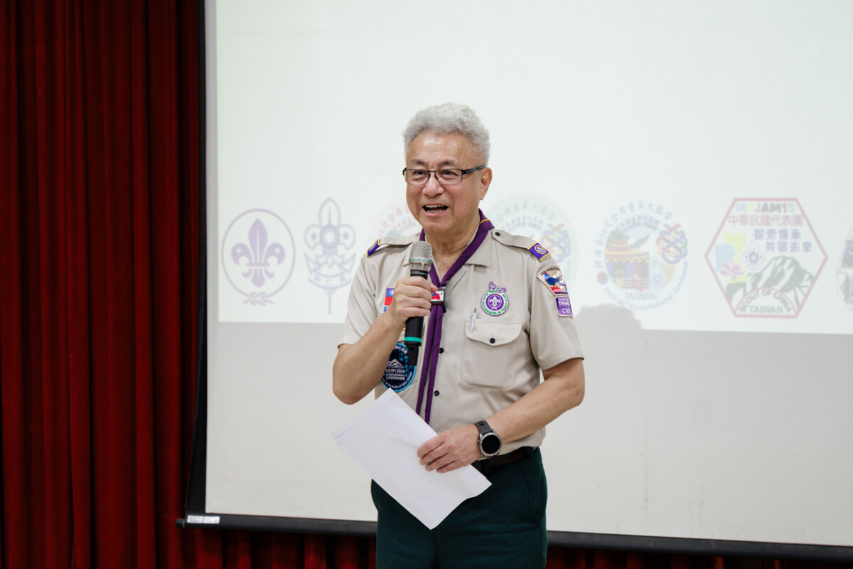 ▲高國倫理事長致勉勵詞。（圖/中華民國童軍總會提供）