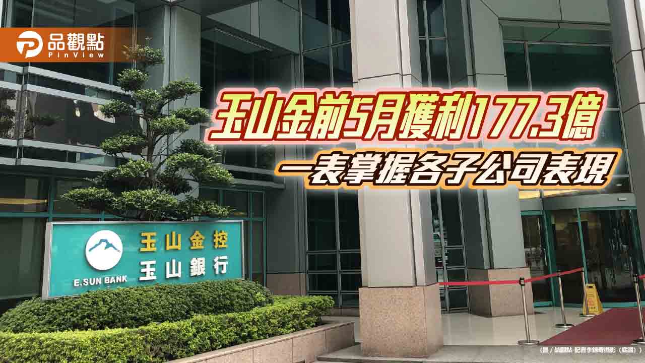 玉山金前5月獲利177.3億創新高 EPS自結1.1元!