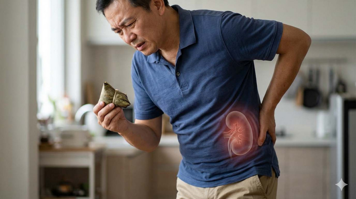 傳統粽子多為「高鹽、高油、高磷、高鉀」的集合體,若攝取過量,恐引發水腫、呼吸急促/嘉基提供