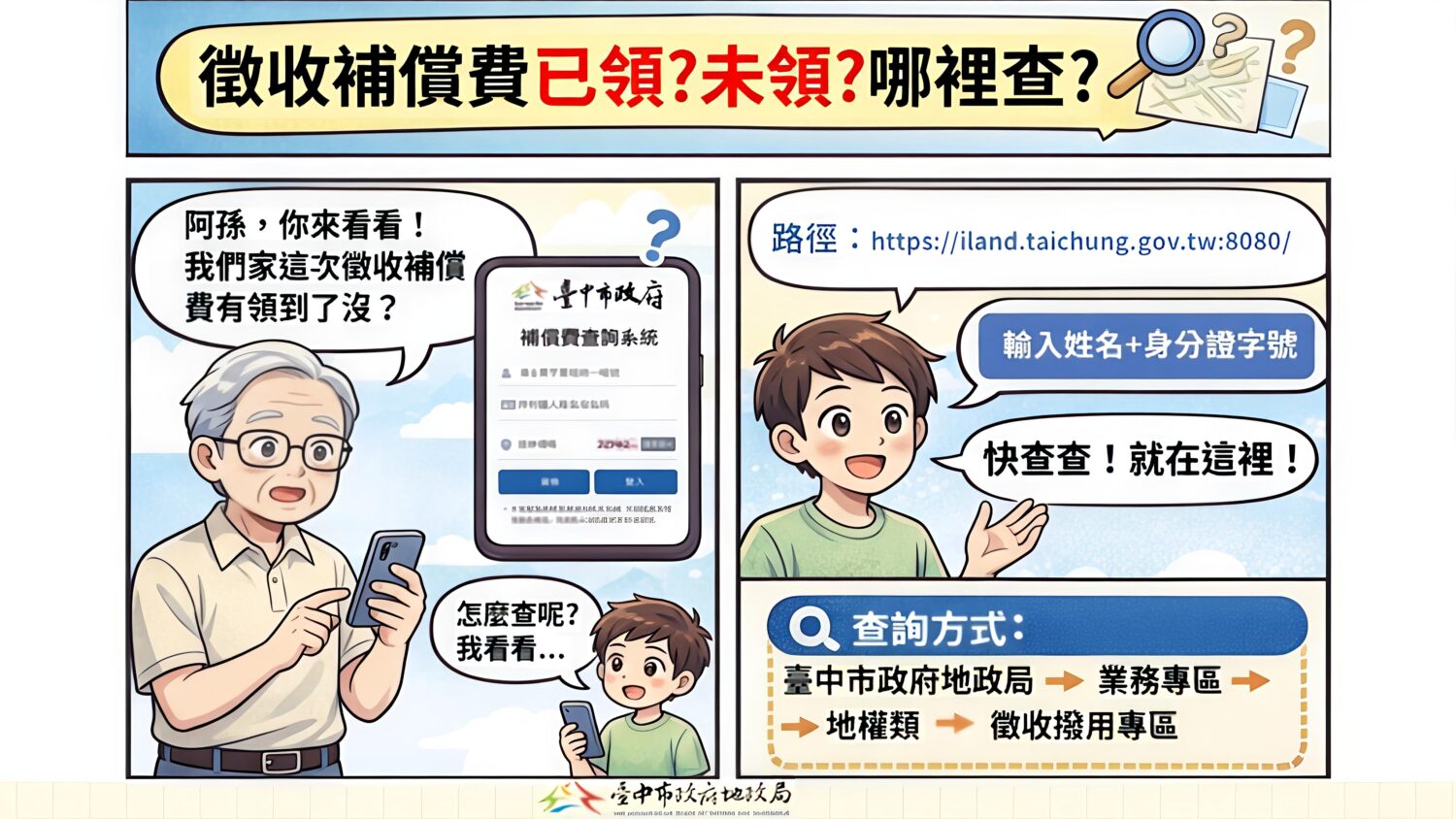 ▲ 徵收補償費已領未領哪裡查（圖／臺中市政府地政局提供）