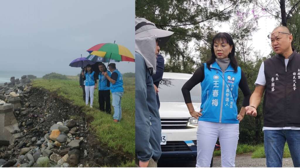 ∆立委黃仁夫人、台東縣議員第一選區參選人王春梅化身行動辦公室現場協助研議後續防護作為。（圖／記者陳志強 攝）