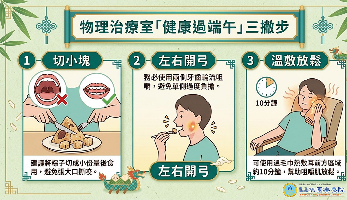 桃療物理治療師呼籲健康吃粽子訣竅。 (桃療提供)