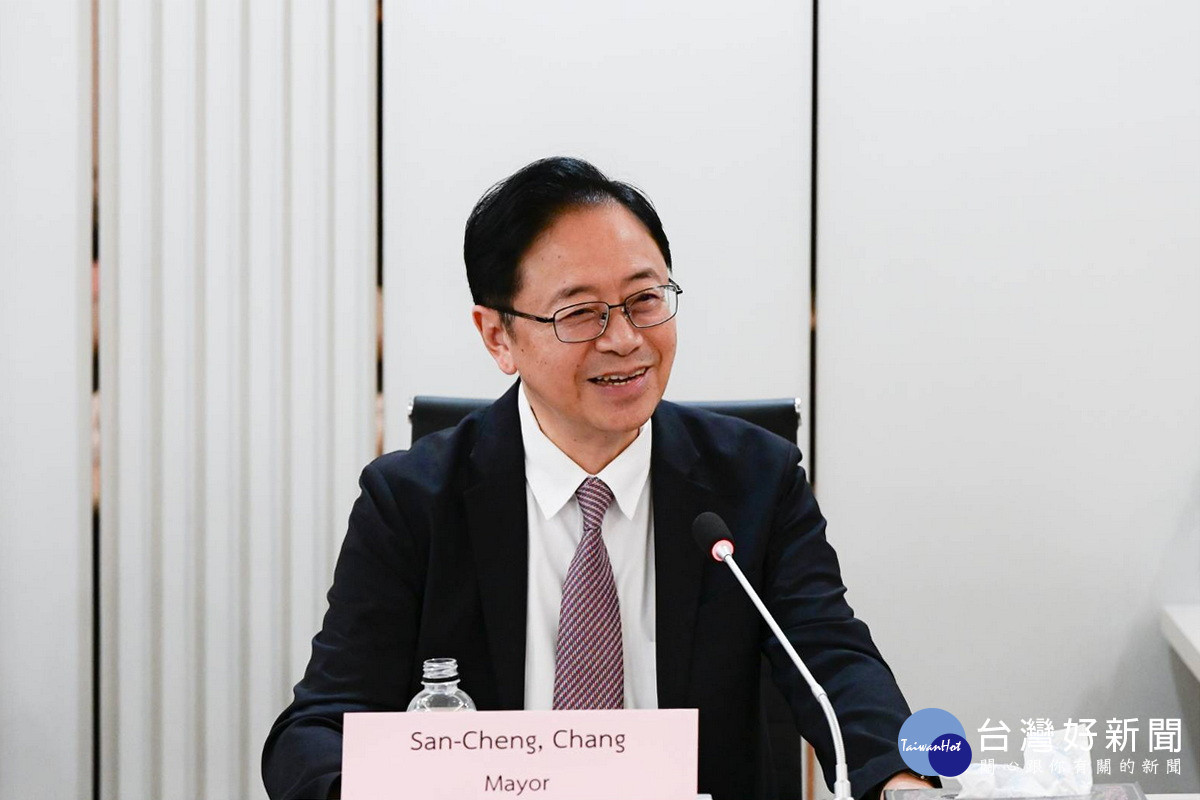 桃園市長張善政於交流中致詞。<br /><br /> <br /><br />