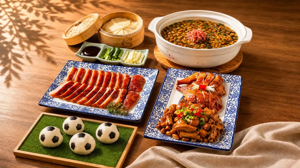 ▲高雄翰品酒店推出世足應援活動,點用港都茶樓一鴨三吃料理,即贈送造型吸睛的足球造型流沙包4顆。(圖/高雄翰品酒店提供)