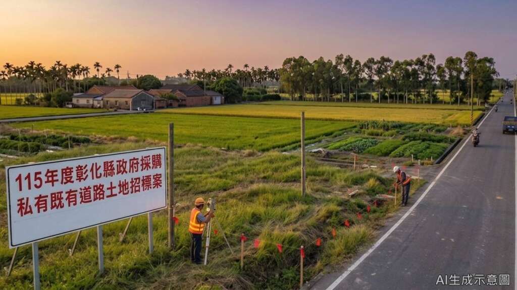 ▲彰化縣政府今(115)年編列預算3,000萬元,辦理「115年度彰化縣政府採購私有既有道路土地」招標案,依地主參與投標成數最低者,縣府將優先購置。(AI生成示意圖)