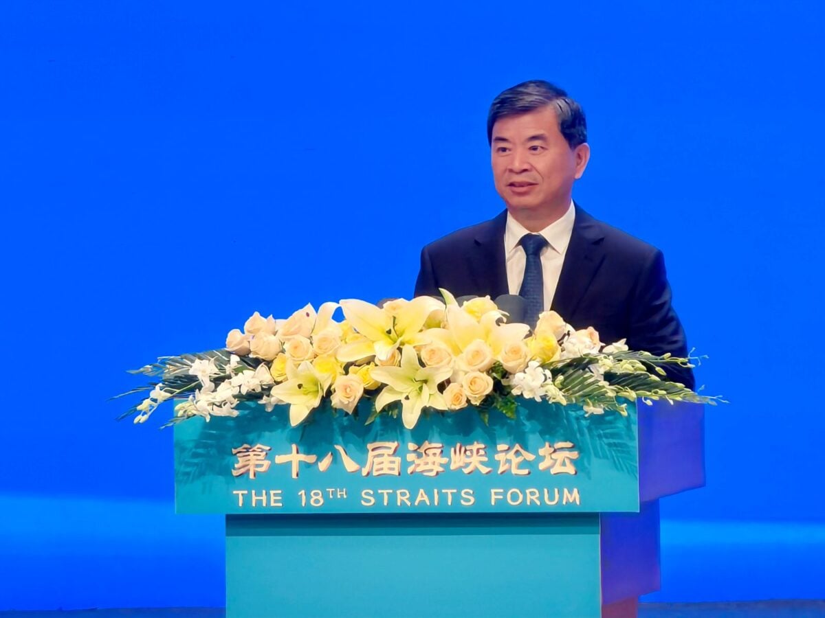 ▲大陸福建省委書記周祖翼在第十八屆海峽論壇上致詞。