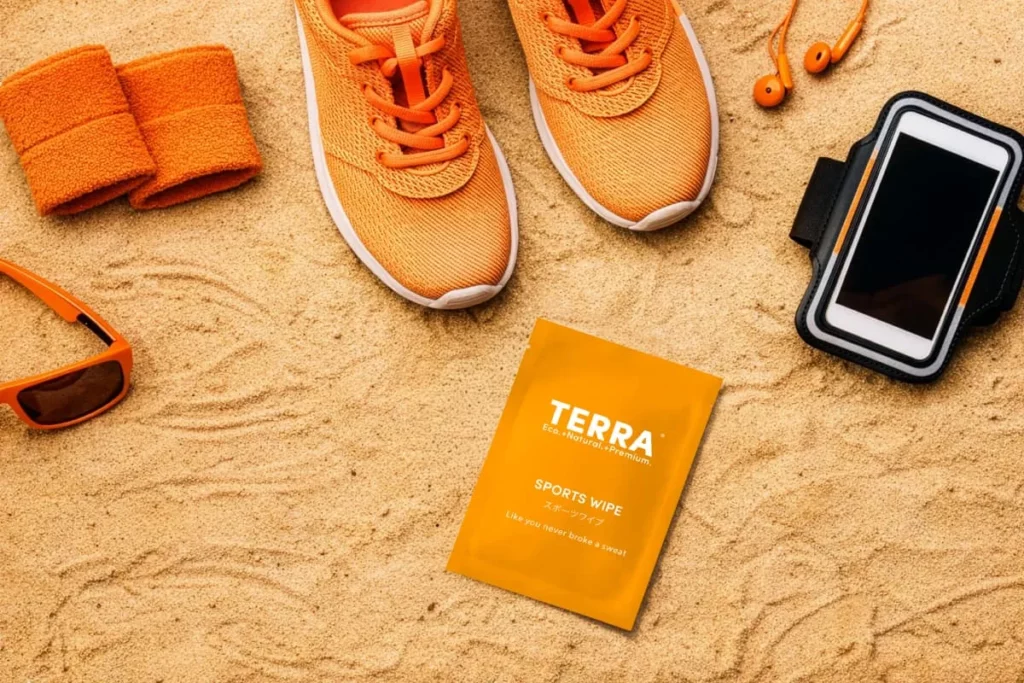 TERRA 運動潔淨(清涼薄荷)在運動流汗後使用，10秒恢復乾淨清爽。圖 / TERRA 提供