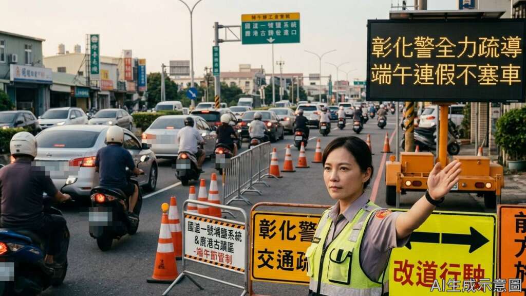 ▲端午返鄉出遊車流增,彰化警公布交通疏運措施與替代道路。(AI生成示意圖)