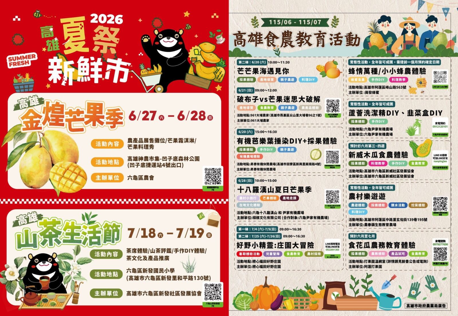 「2026夏祭新鮮市」熱鬧開跑 金煌芒果季、山茶生活節接力登場 跟著當季鮮果玩翻整個夏天