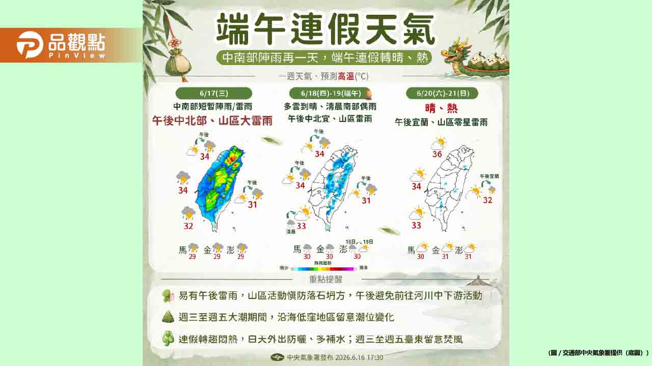 端午連假飆破38度!週末熱帶擾動逼近 梅雨季最後鋒面恐來襲