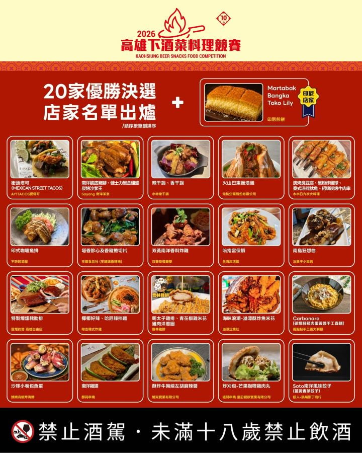 ▲下酒菜料理競賽20家優勝店家出爐，將進駐高雄啤酒音樂節大會食堂開賣。
