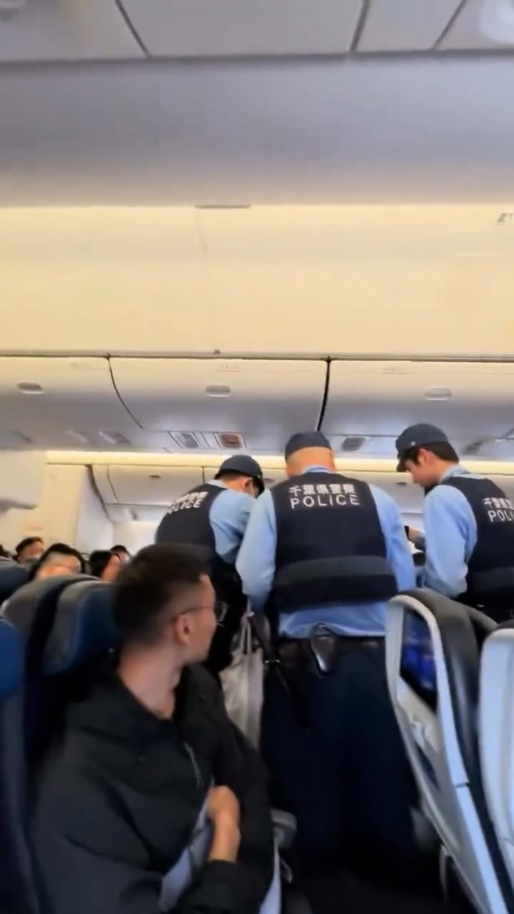影／大鬧聯合航空！女乘客丟餐具砸空服員、吐口水　機長「緊急備降東京」日本警登機抓人