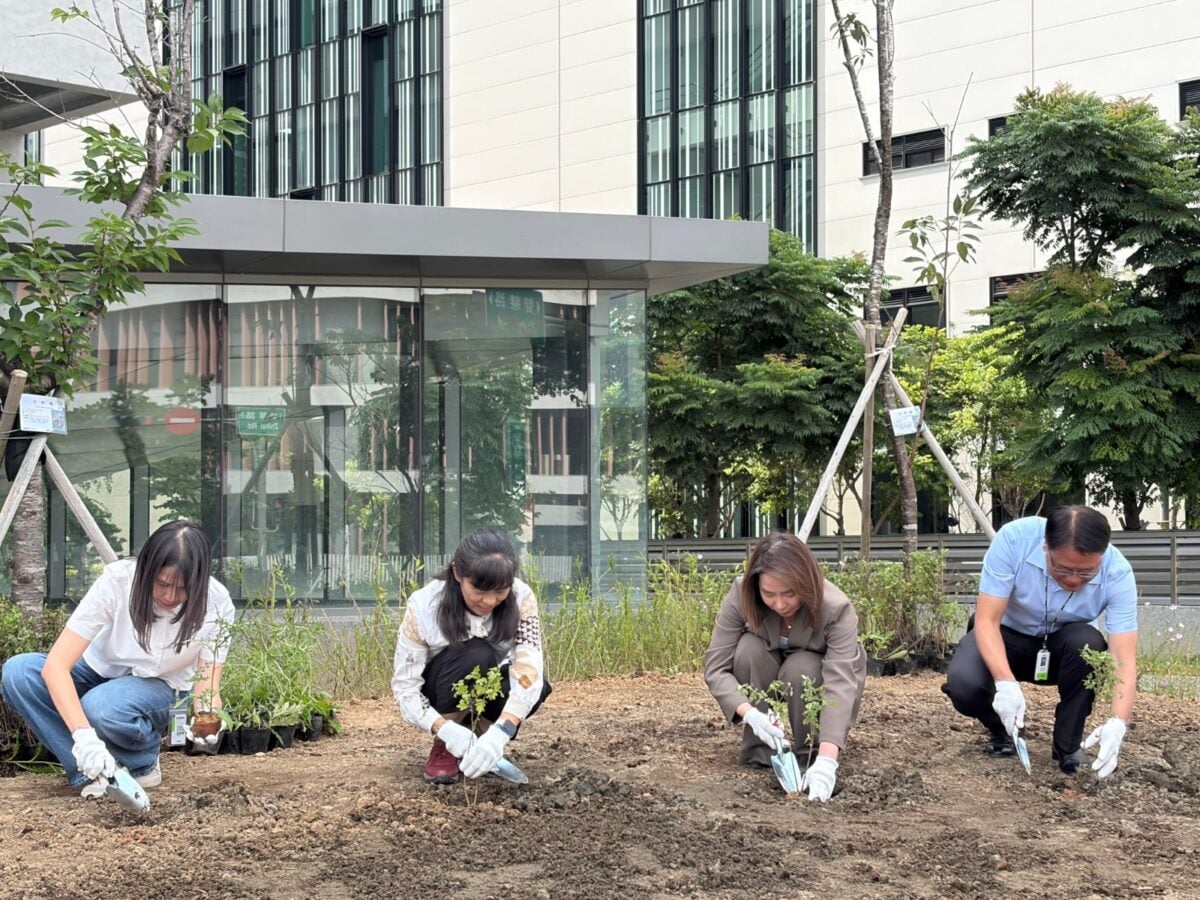 ▲新竹分署攜手緯創資通推動「綠色方舟・永續共融」專案,共同栽植新竹油菊與華薊,宣示啟動企業場域受脅植物保育行動。