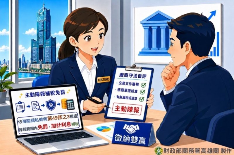 廠商落實守法自評  錯誤申報自首免罰  攜手海關共創雙贏