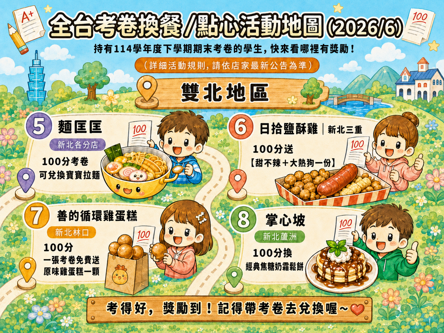 雙北八大餐飲推「考卷換餐」 持期末考卷免費吃火鍋、拉麵 圖2、考卷換餐資訊,敬請參閱各餐飲品牌粉絲頁。 0