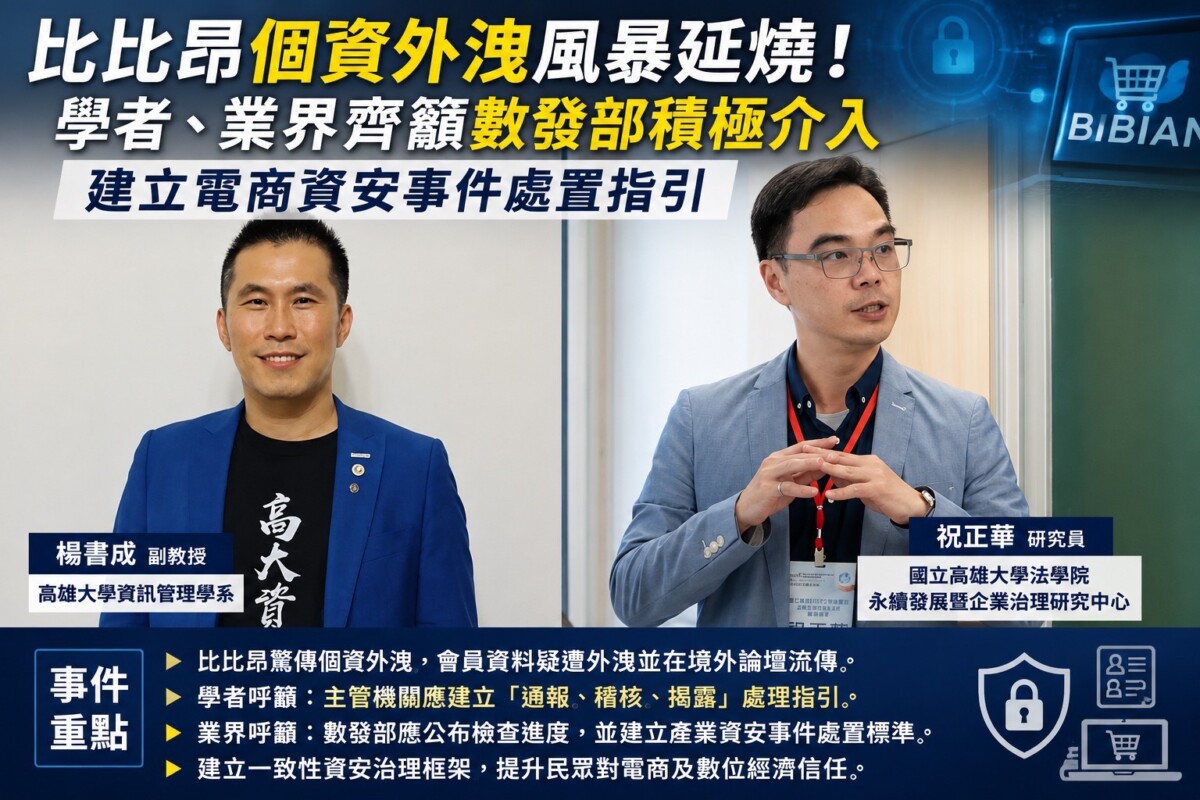 ▲比比昂個資外洩事件被視為檢視臺灣電商資安治理與監理制度的重要案例。(圖/高雄大學法學院永續發展暨企業治理研究中心提供)