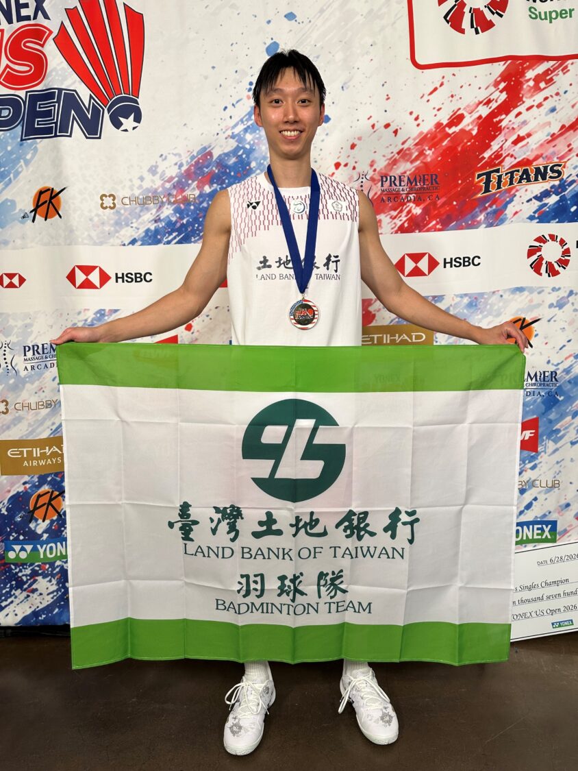 土地銀行羽球隊隊員蘇力揚勇奪2026美國超級300公開賽男子單打金牌。(圖/記者 劉淇超翻攝)