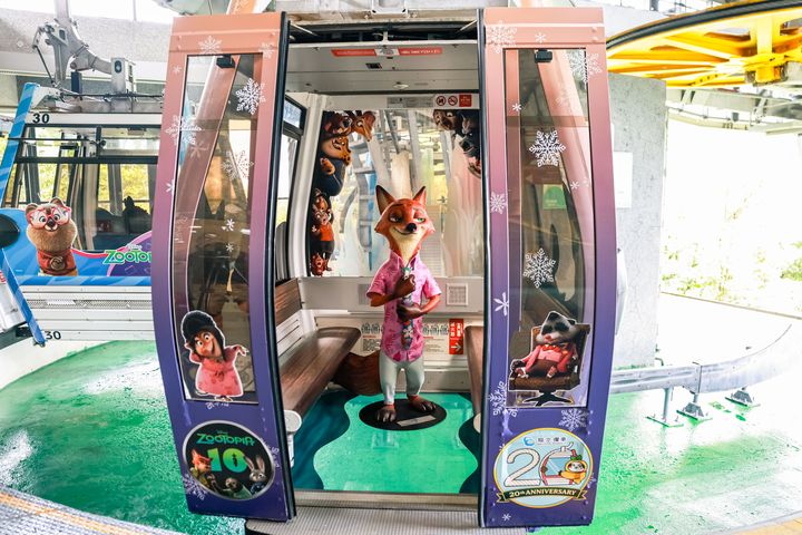 貓空纜車歡慶20週年,推出以迪士尼動畫《動物方城市》主題的期間限定《全城出動 飛上貓空》主題活動。 圖:邁思娛樂股份有限公司/提供