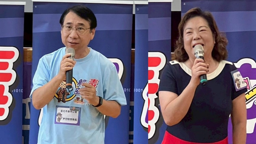 長官於活動正式開始前致詞勉勵，冀盼孩童成為反毒小尖兵，反毒教育更應向下扎根，左為北市藥師公會尹岱智理事長，右為信義國小徐曼理校長。(圖／主辦單位提供)