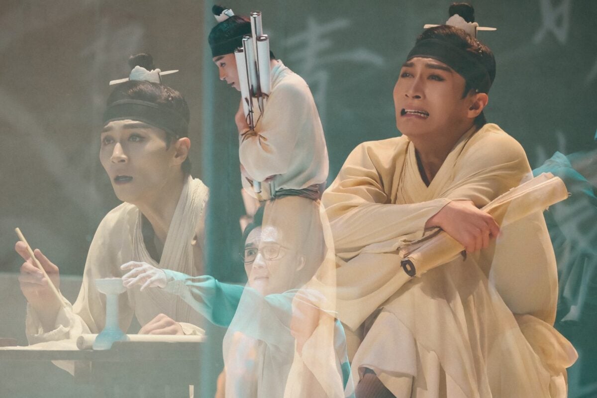 ▲張翰在《只此青綠》飾演北宋天才畫家「希孟」,以克制而細膩的肢體語彙,透過眼神與呼吸的精準控制,層層鋪展角色的內在世界,使舞台上的山河意境得以自然展開。