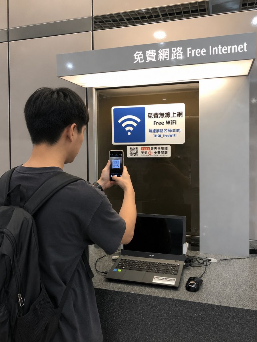 圖/旅客亦可於高鐵車站內上網台,掃描下載 HamiBook App 後,啟用定點閱讀,完成 GPS 定位確認。(春水堂科技提供)