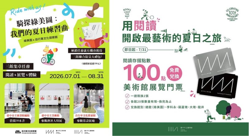 閱讀、藝術、騎行一次滿足 台中三館攜手推出夏日集章活動