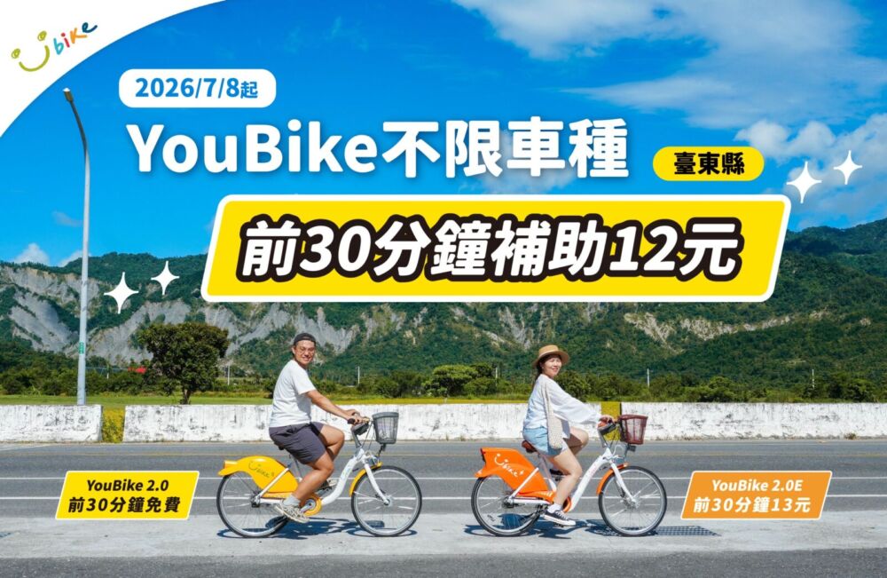因應台東2大夏季活動　交通處今推「YouBike前30分鐘補助」優惠 235