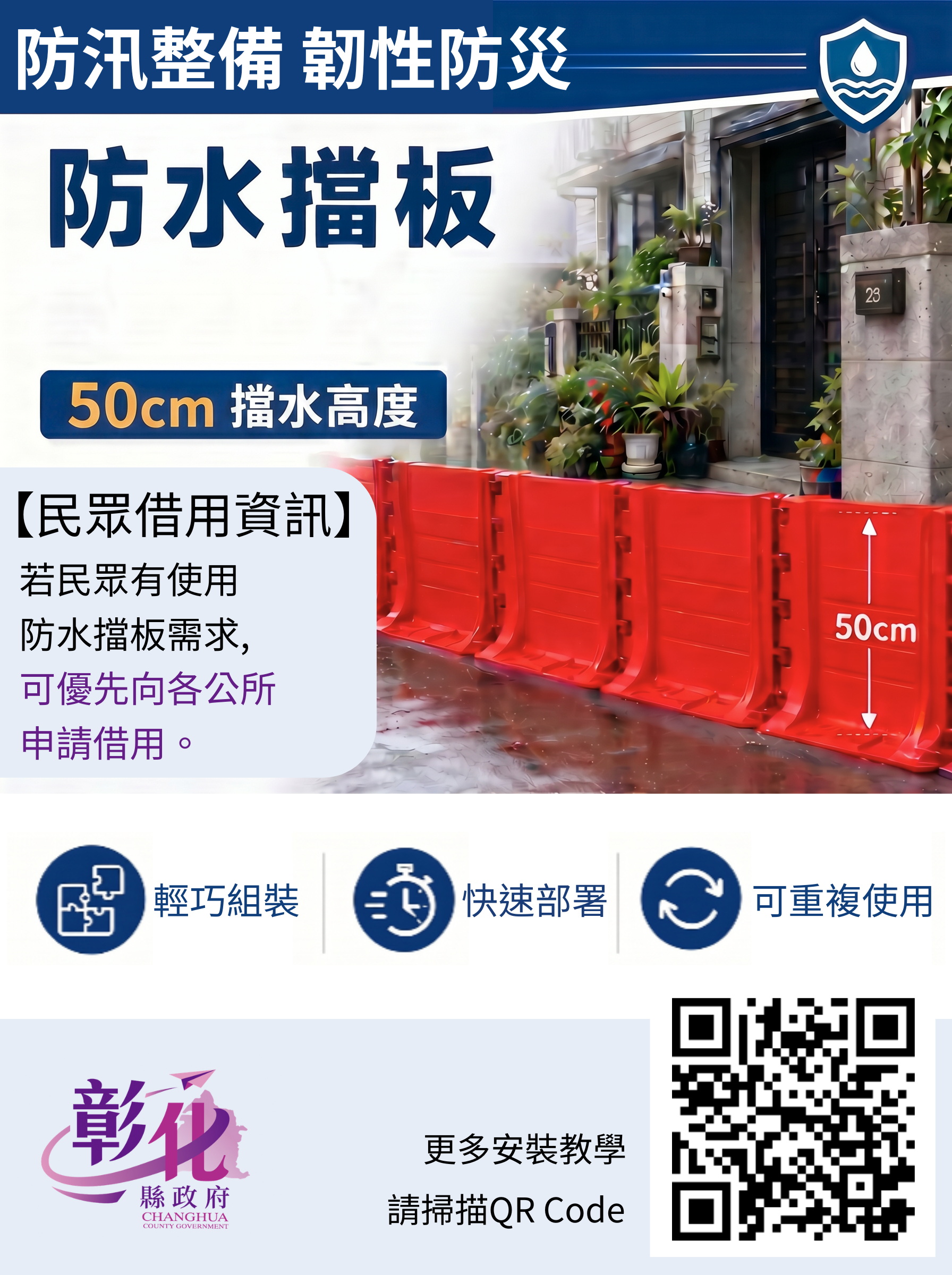 彰化防汛導入科技防線　2000片防水擋板供民眾借用