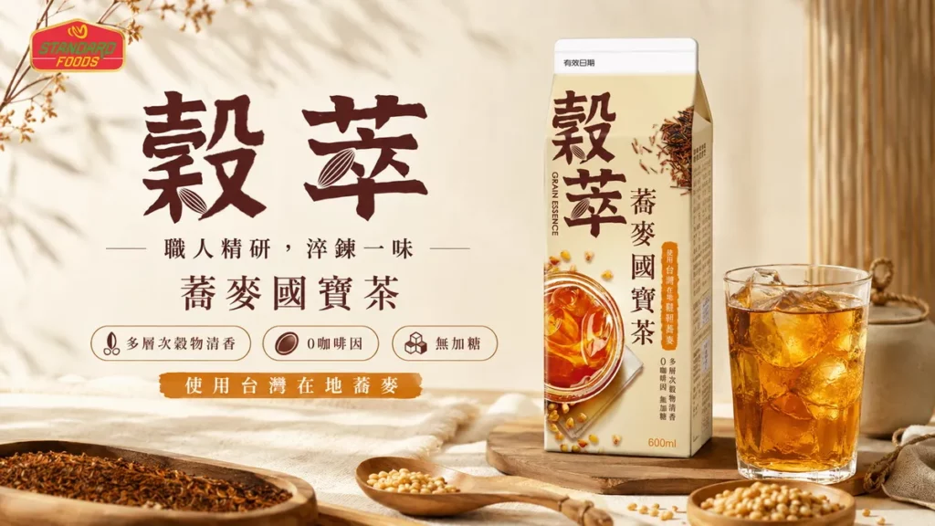 穀萃蕎麥國寶茶「0 咖啡因」、「無加糖」,無論是工作時的日常補水、午後放鬆時光,或晚間飲用,都能輕鬆享受無負擔的穀物風味