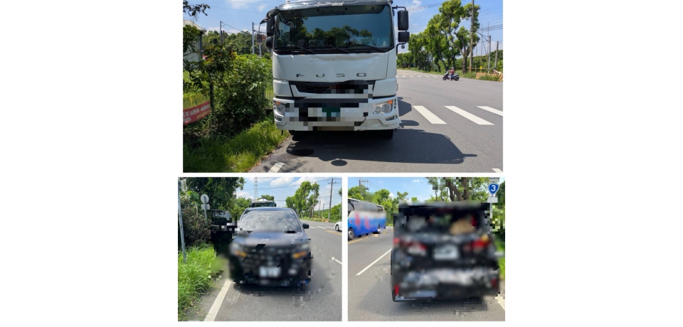台三線與雲158乙線路口大貨車追撞停等紅燈轎車 幸無人傷亡