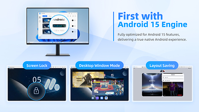 MuMuPlayer 6.0 features an Android 15 engine for a smoother Android emulator experience on PC, with Screen Lock, Desktop Window Mode, and Layout Saving to improve mobile gaming, multitasking, and emulator usability.