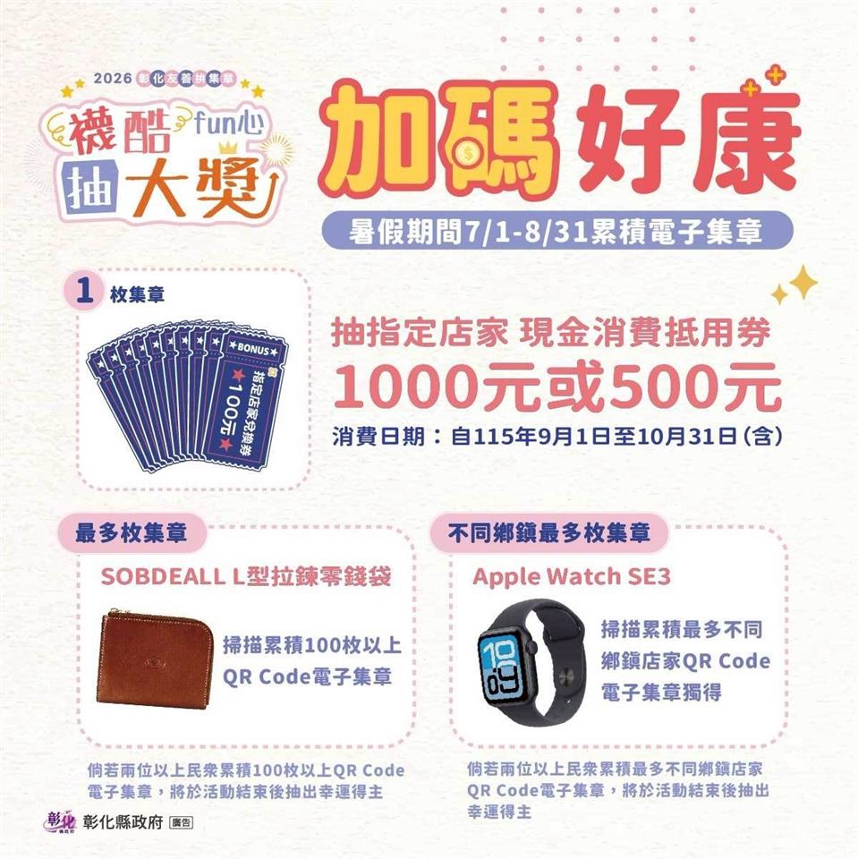 彰化暑假祭好康!消費集章抽Apple Watch、現金券 - https://www.watchmedia01.com