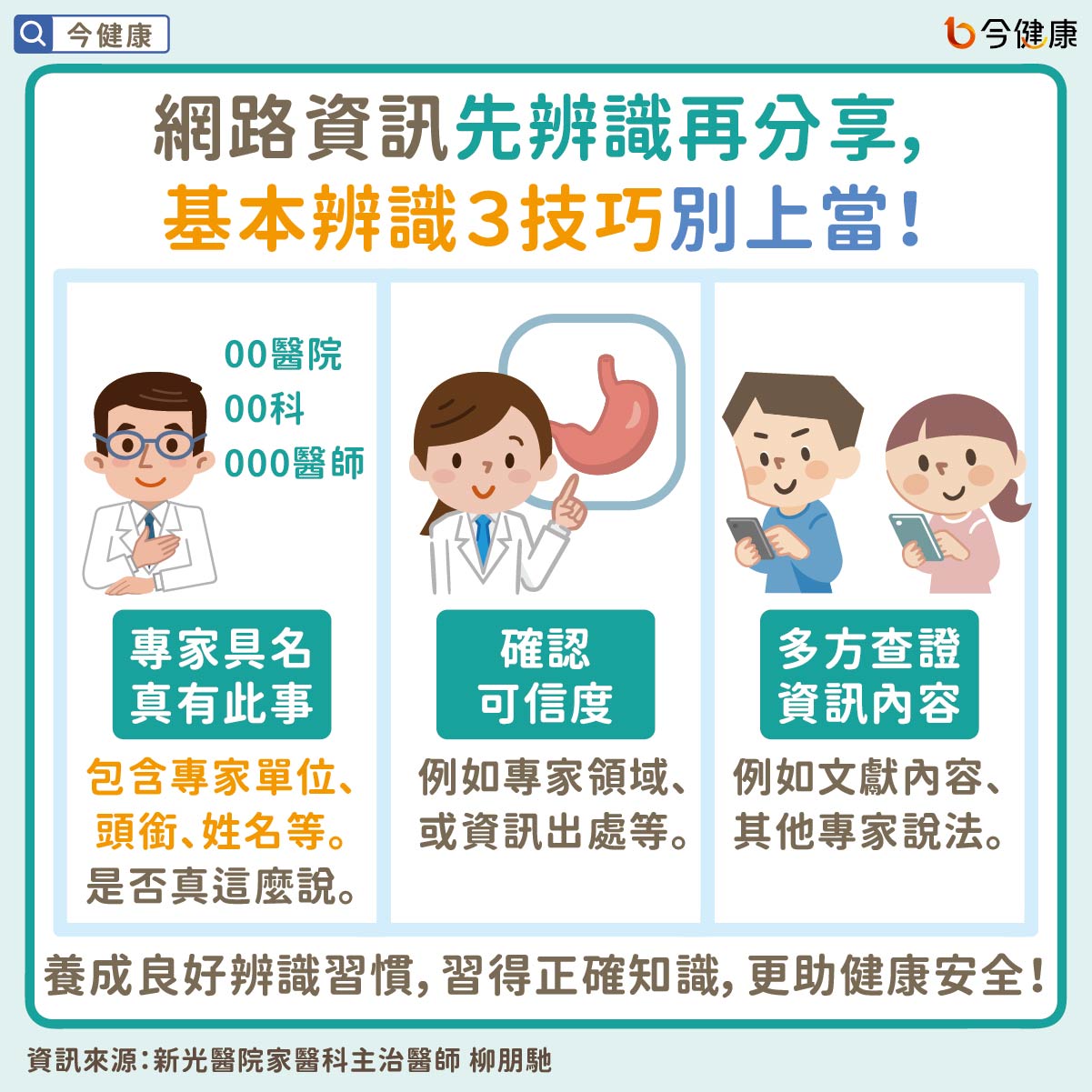 網路資訊先辨識再分享，基本辨識３技巧別上當！