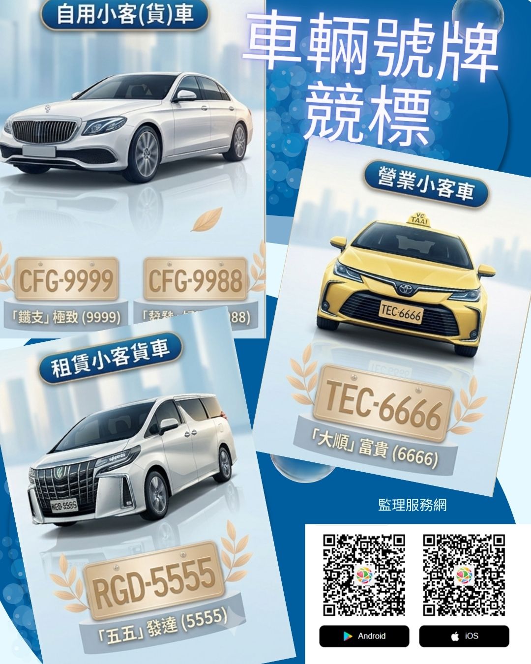 「9999」特殊車牌等你!桃園監理站這天起開放競標 Blue and White Modern Car Wash Service Instagram Post