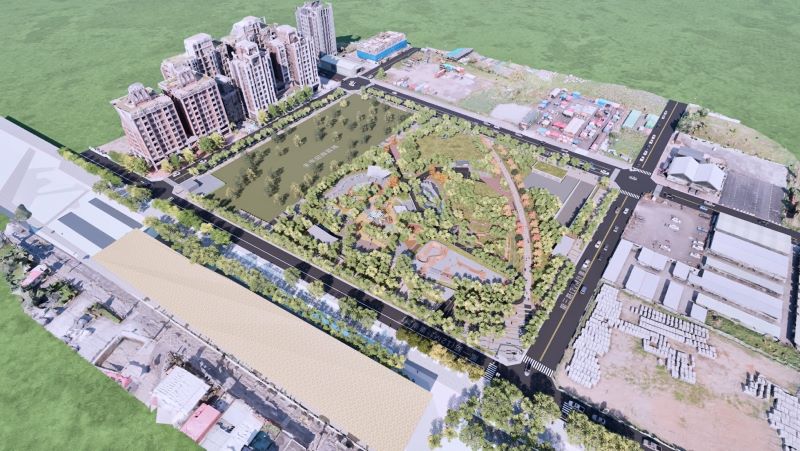 滯洪池旁建旗艦公園 鳴公四117年完工打造宜居生活圈 52 《圖說》鳳鳴公四公園預計117年完工,將成為新北指標性特色公園。圖為完工模擬示意圖。〈工務局提供〉