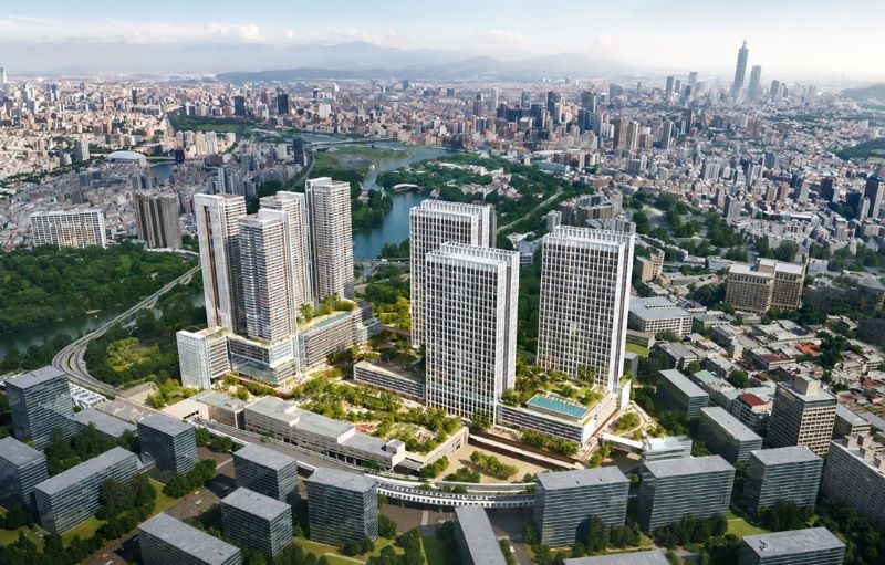十四張TOD藍圖啟動 新店B單元打造淨零商業生活核心 43 《圖說》環狀線十四張站暨南機廠開發案建築量體模擬示意圖。〈捷運局提供〉