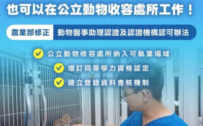 強化公職獸醫輔助戰力！農業部防檢署修正動醫助理認證辦法 保障毛孩權益！