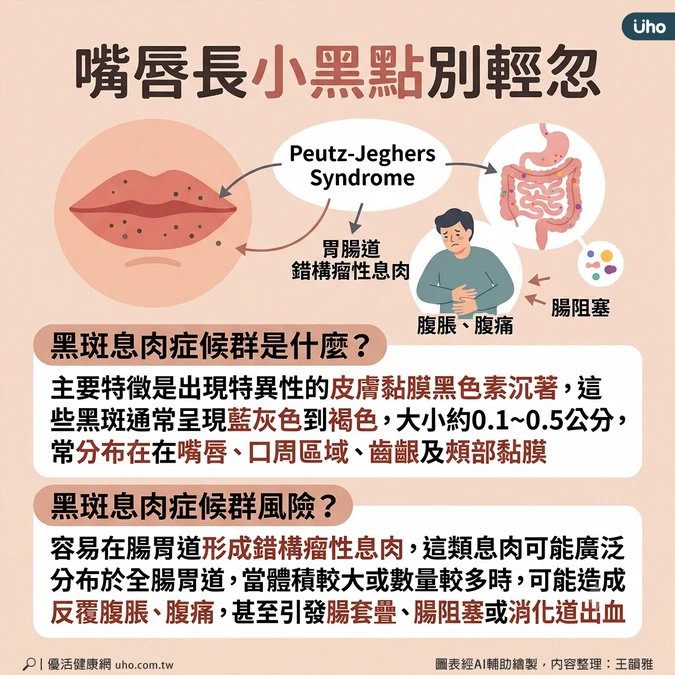 嘴唇黑斑恐有腸胃危機