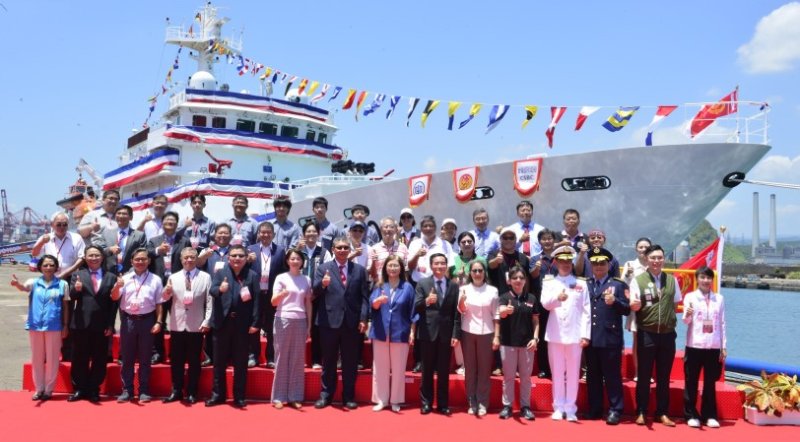 台船打造海巡新戰力 「澎湖艦」成軍、「基隆艦」命名下水