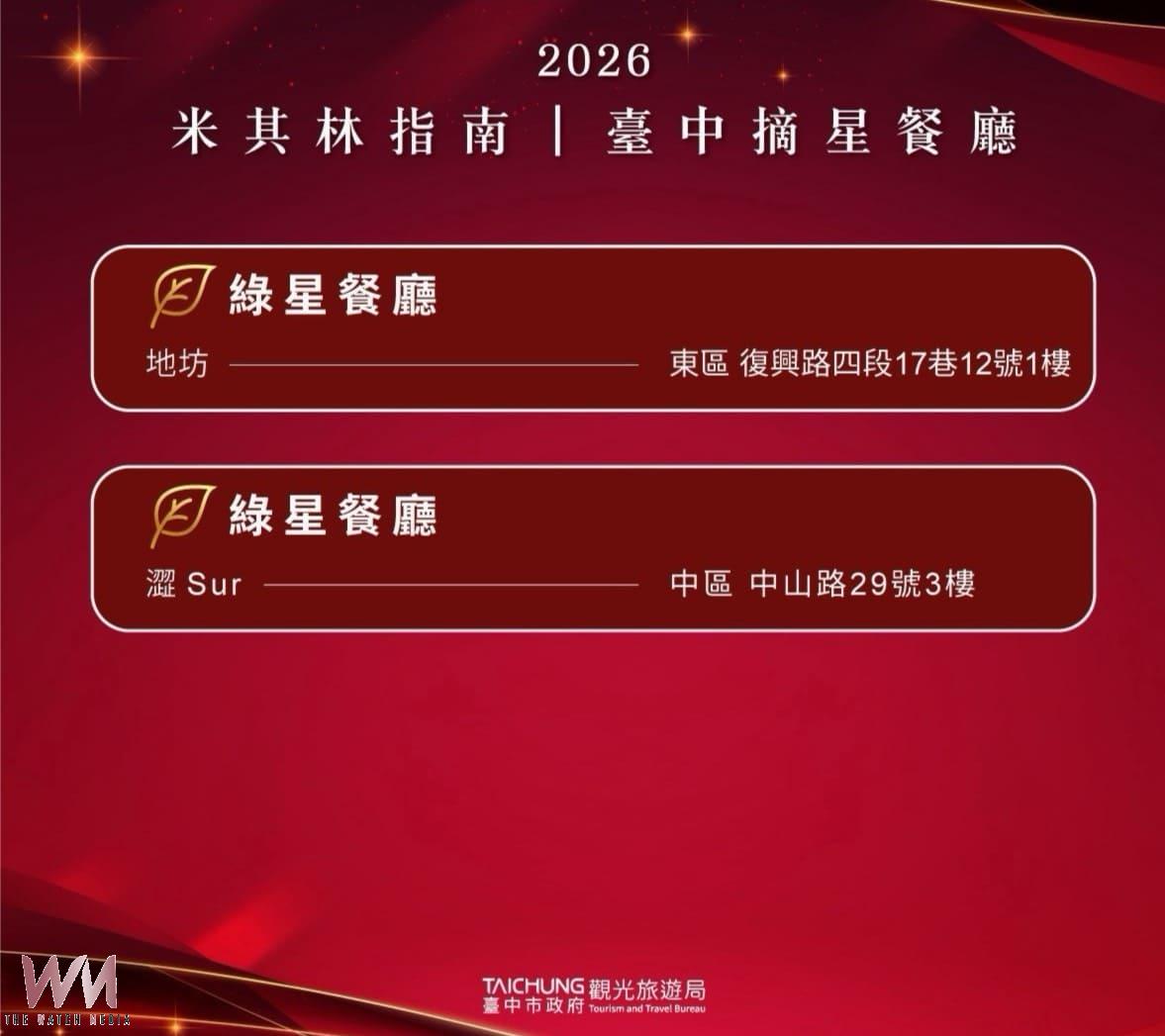 台中星光再添新頁 觀旅局:6家餐廳共摘8星、63家餐廳登榜米其林 - https://www.watchmedia01.com