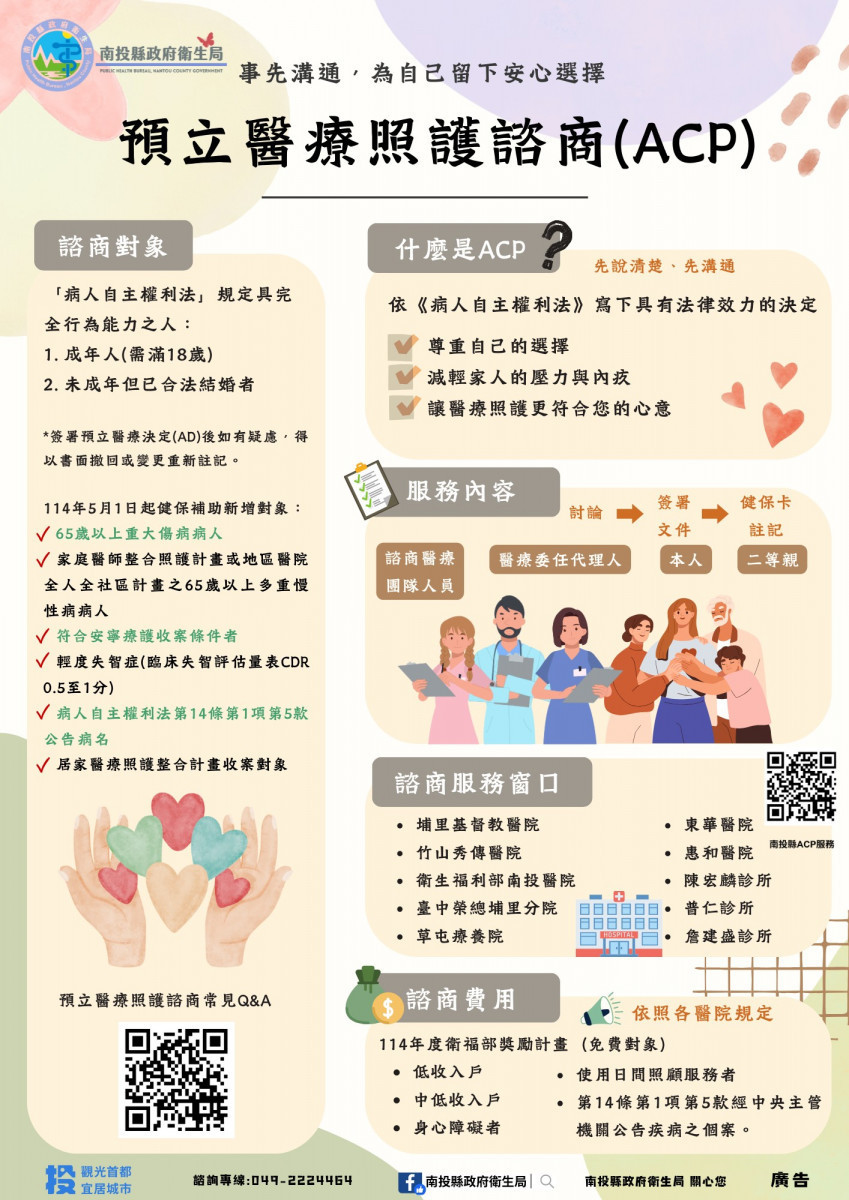 民眾預立醫療照護諮商，確保被正確理解執行。（衛生局提供）<br /><br /> <br /><br /> 